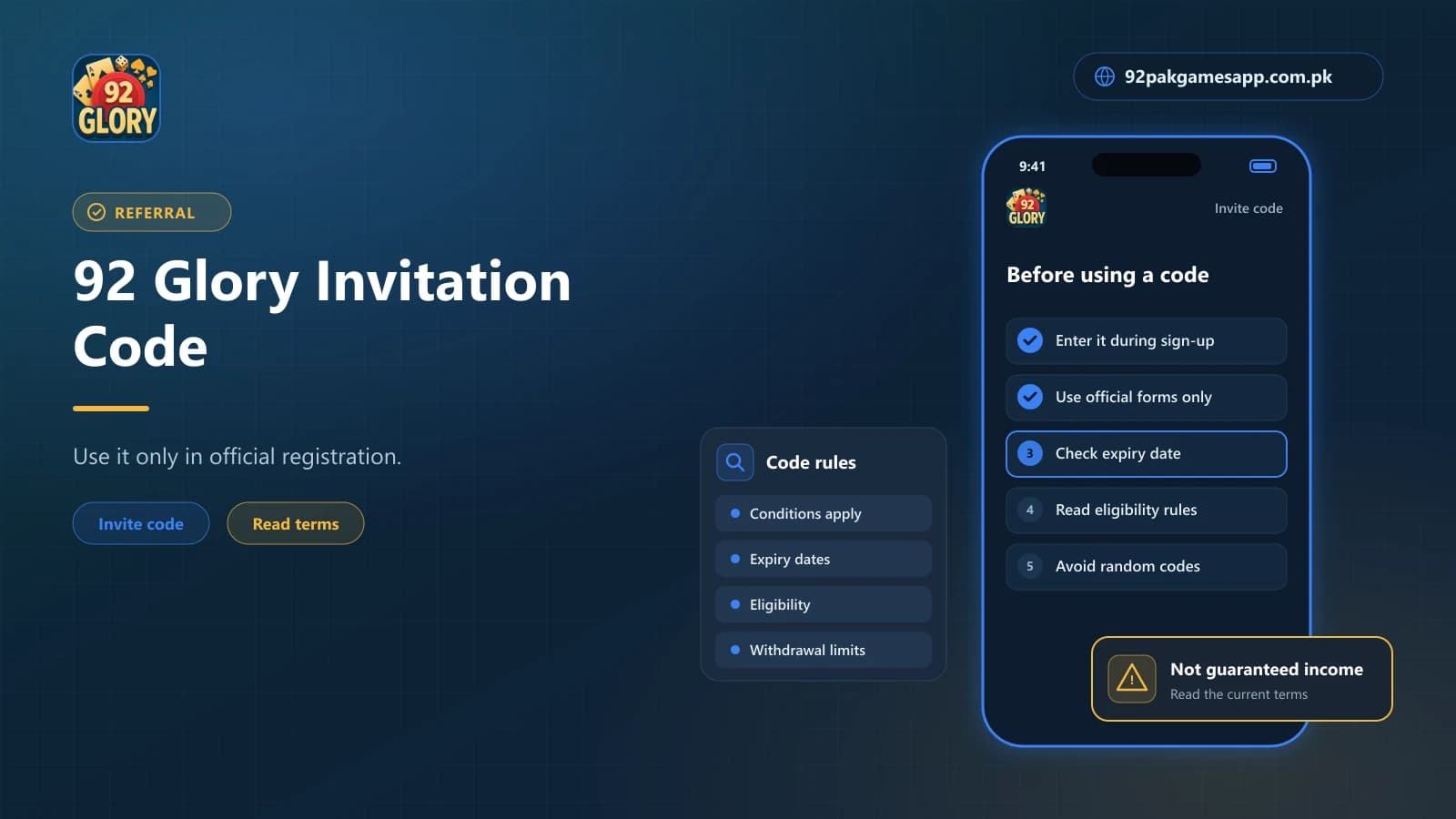Checklist for using a 92 Glory invitation code safely during official sign-up