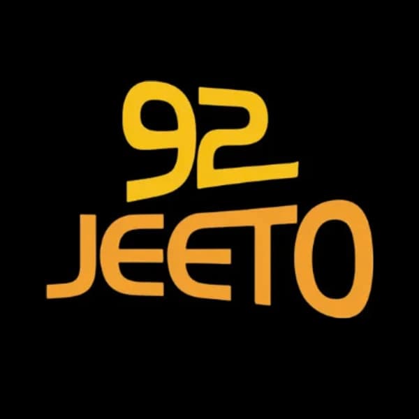 92 Jeeto logo in yellow and orange lettering on a black background