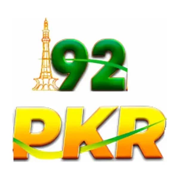 92PKR Logo 92PKR Game logo with Minar-e-Pakistan, green 92 and yellow-orange PKR lettering